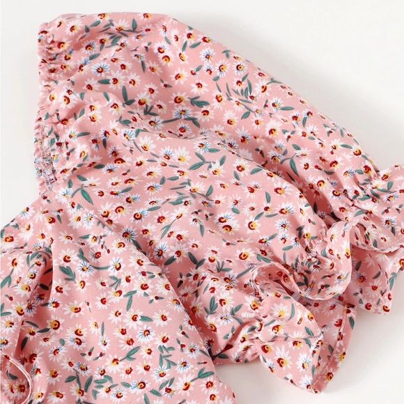 Women's SHEIN Plus Size 18 Drawstring Ruched Daisy Pink Floral Milkmaid Dress - Picture 4 of 5